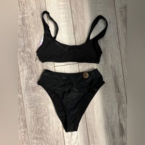 Unused black 2 piece swimsuit - bottom is high waist